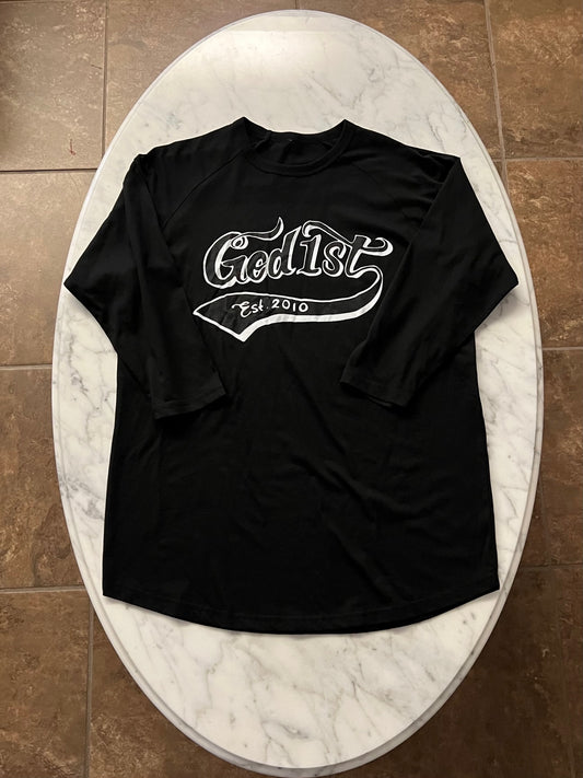 God 1st Signature Quarter Sleeve Tee - Black