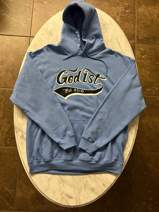 God 1st Signature Pullover Hoodie - Baby Blue