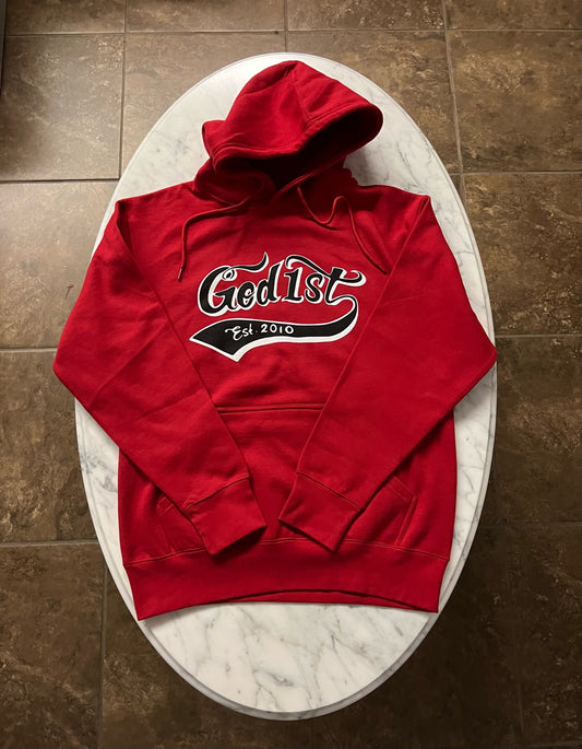 God 1st Signature Pullover Hoodie - Cherry Red