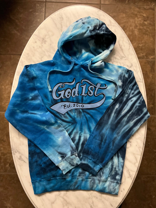 God 1st Est. 2010 - Tie Dye Hoodie (Blue)